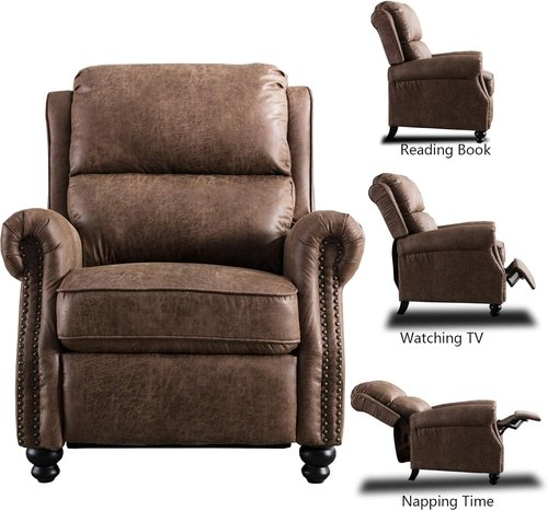 Pushback Recliner Chair With Rivet Detail For Living Room - Image 3