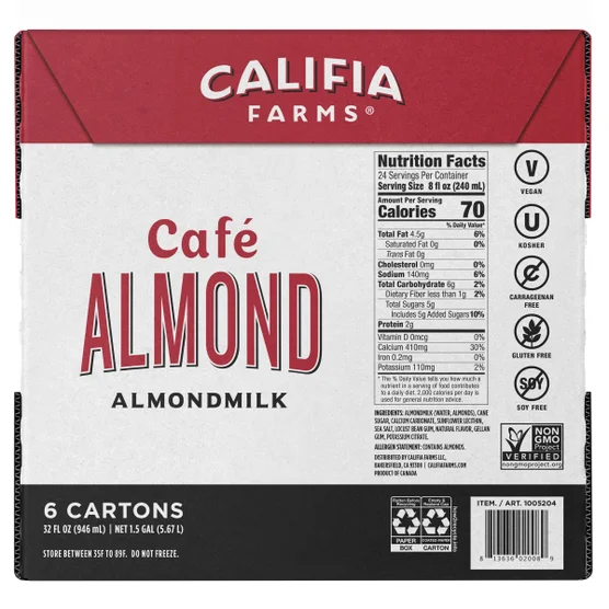 Califia Farms, Cafe Almond Milk, 32 oz, 6-count - Image 2