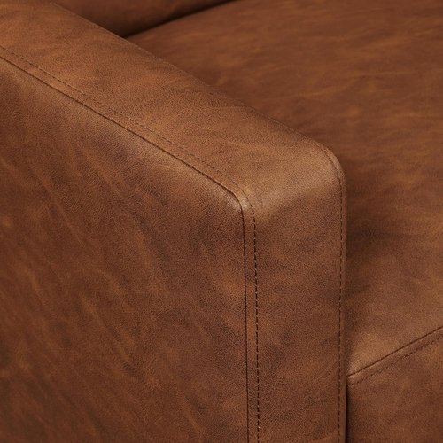 Brown Faux Leather Recliner Sofa Adjustable Back Footrest - Image 9