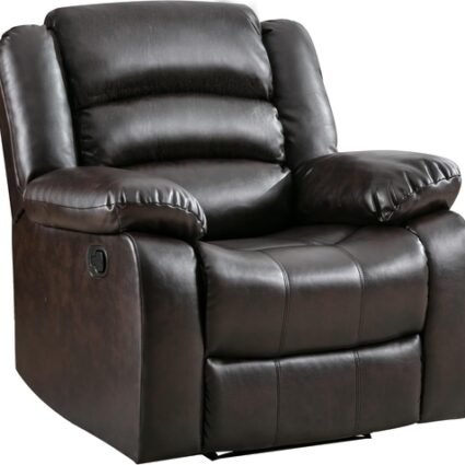 Manual Recliner Chair In Dark Brown Breathable Faux Leather