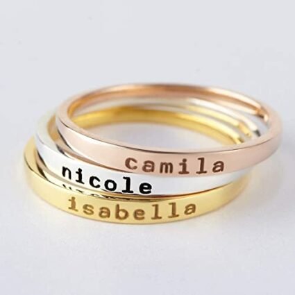 Stackable Mom Rings, Mother Ring, Stacking Rings Name, Kids Name Ring