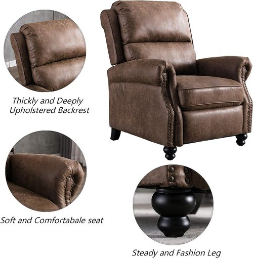 Pushback Recliner Chair With Rivet Detail For Living Room - Image 5