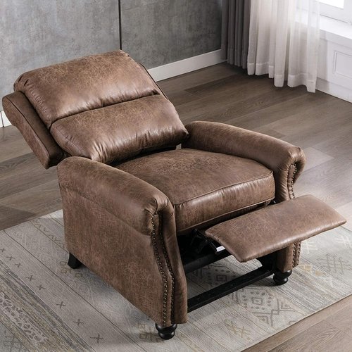 Pushback Recliner Chair With Rivet Detail For Living Room