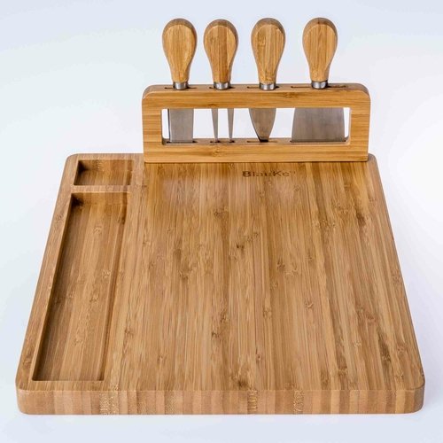 Bamboo Cheese Board and Knife Set - 14x11 inch Charcuterie Board with - Image 11