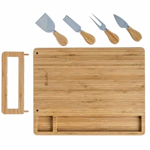 Bamboo Cheese Board and Knife Set - 14x11 inch Charcuterie Board with - Image 14