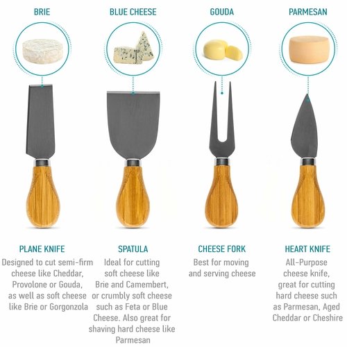 Round Bamboo Cheese Board with Knife Set and Removable Slate - 12 inch - Image 11