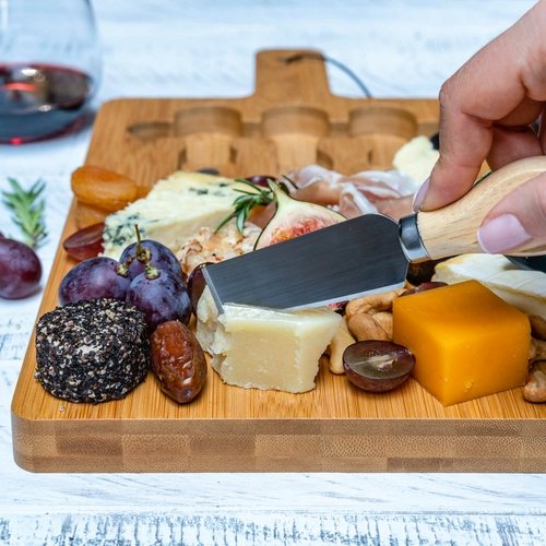 Bamboo Cheese Board and Knife Set - 12x8 inch Charcuterie Board with - Image 9