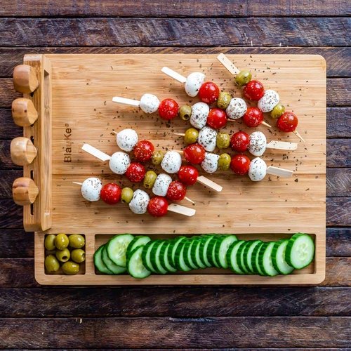 Bamboo Cheese Board and Knife Set - 14x11 inch Charcuterie Board with - Image 8
