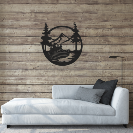 Boat Mountains Scene – Metal Wall Art