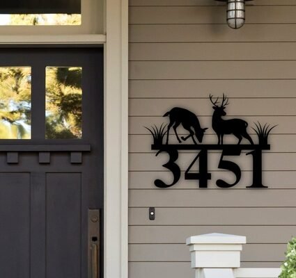 Deer Address Plaque – Metal Wall Art