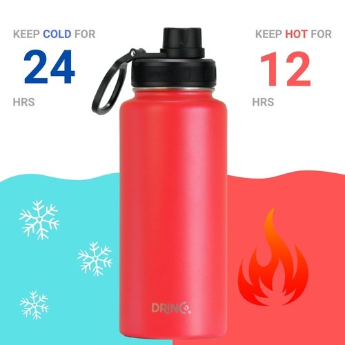 DRINCO® 32oz Stainless Steel Water Bottle - USA Flag-Barn Red - Image 3
