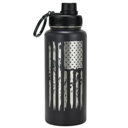 DRINCO® 32oz Stainless Steel Water Bottle – USA Flag-Black