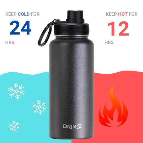 DRINCO® 32oz Stainless Steel Water Bottle - USA Flag-Black - Image 4