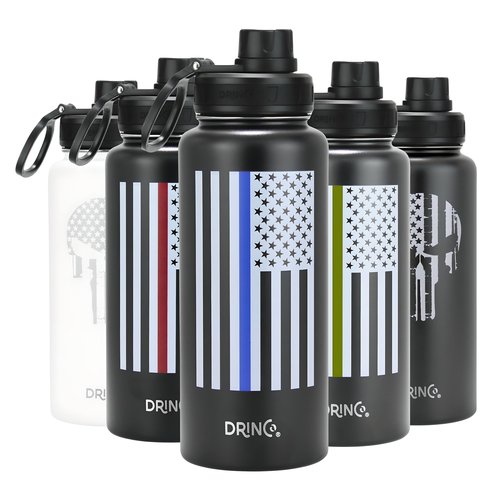 DRINCO® 32oz Stainless Steel Water Bottle-Thin Blue-Black - Image 2