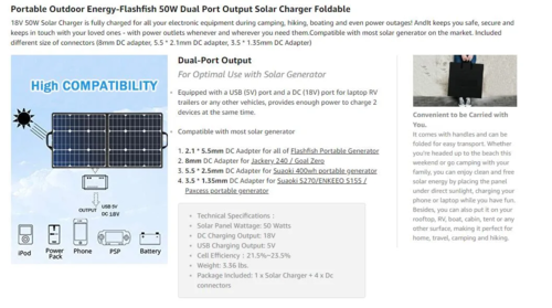 Foldable 50W 18V Portable Solar Panel - Image 6