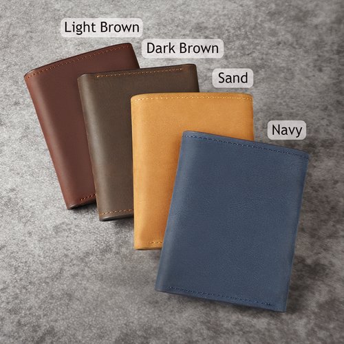 Trifold Mens Wallet, Anniversary Gift for Him, Custom Leather Wallet - Image 4