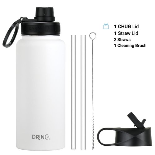 DRINCO® 32oz Stainless Steel Water Bottle - USA Flag-Artic White - Image 2