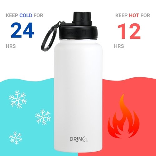 DRINCO® 32oz Stainless Steel Water Bottle - USA Flag-Artic White - Image 3