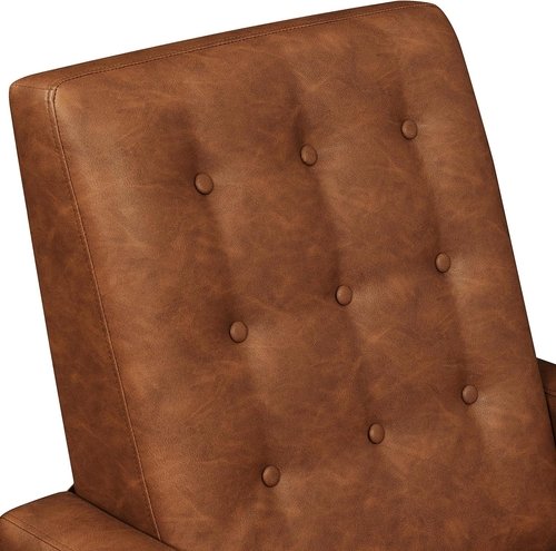 Brown Faux Leather Recliner Sofa Adjustable Back Footrest - Image 8