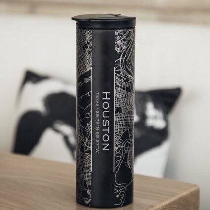 Houston – Texas Map Tumbler in Matte Black
