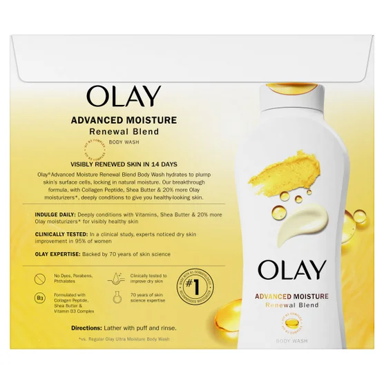 Olay Advanced Moisture Renewal Blend Body Wash, 23.6 oz, 3-pack - Image 2