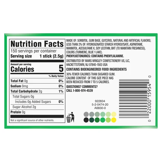 Extra Sugar Free Chewing Gum, Spearmint, Slim Pack, 15 Sticks, 10-Count - Image 2