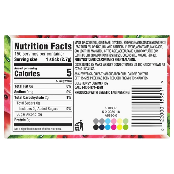 Extra Sweet Watermelon Sugar Free Gum Slim Pack 10-Count – Fruity Long Lasting Fresh Breath Gum - Image 2