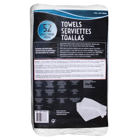 Unitex 100% Cotton Towel, White, 14 in x 17 in, 52-count - Image 2
