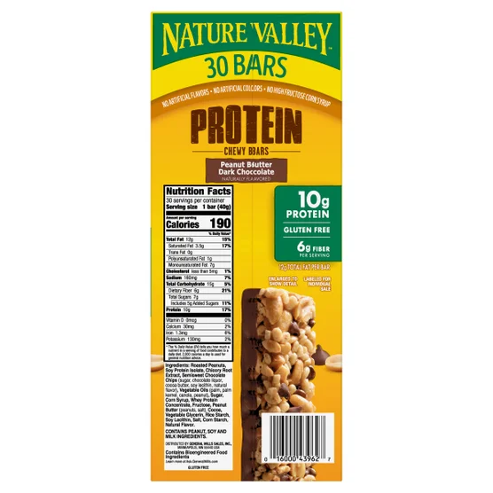 Nature Valley Protein Bar, Peanut Butter Dark Chocolate, 1.42 oz, 30-count - Image 2